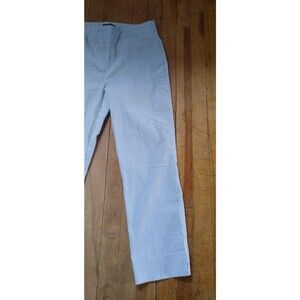 Hilary Radley Women's Pull On Ankle Pant Off White & Blue Stripe Size M Medium